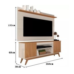 Rack Malibu Com Painel Para TV Até 64 Polegadas Vivare Off White/Nature – Giga Móveis - 3