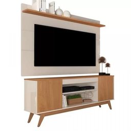 Rack Malibu Com Painel Para TV Até 64 Polegadas Vivare Off White/Nature – Giga Móveis - 1