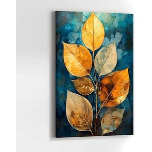 Quadro Decorativo para Sala Quarto Hall 90x60 Lotus Grande Dourado e Azul