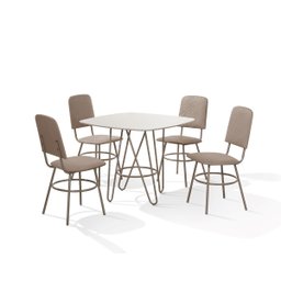 Jogo de Mesa com 4 Cadeiras Aço Nobre Off White - 1
