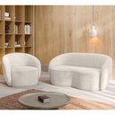 Ver mais imagens de Sofá 2 Lugares Living 160cm e 1 Poltrona Giratória Garbin K04 Bouclê Bege - Mpozenato