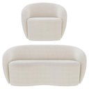 Ver imagem 1 de Sofá 2 Lugares Living 160cm e 1 Poltrona Giratória Garbin K04 Bouclê Bege - Mpozenato
