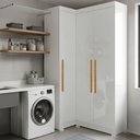 Ver imagem 1 de Armário Multiuso para Lavanderia Modulado 3 Portas com Pés Branco Aurora