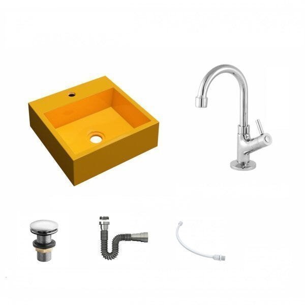 Kit Cuba Q395 com Torneira 1198 Metal e Válvula Click 1 1/2" e Sifão Cromado e Flexível Compace - 2