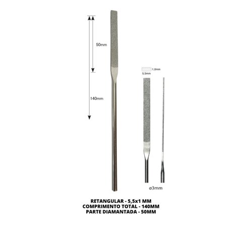 Lima Diamantada Individual Reta Retangular 140mm - #150 - 5,5x1,0mm