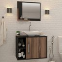 Ver imagem 1 de Armário de Banheiro com Cuba e Espelho 1 Porta 2 Prateleiras Preto ônix/Nogal 13689 - Compace