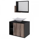 Ver imagem 2 de Armário de Banheiro com Cuba e Espelho 1 Porta 2 Prateleiras Preto ônix/Nogal 13689 - Compace