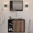 Ver imagem 5 de Armário de Banheiro com Cuba e Espelho 1 Porta 2 Prateleiras Preto ônix/Nogal 13689 - Compace