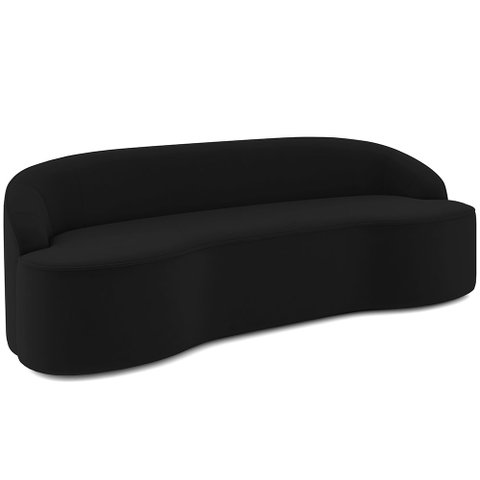 Sofá 4 Lugares Curvo Sala de Estar Living Lótus D02 Veludo Preto 230 cm C-300 - Lyam Decor