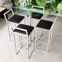 Ver imagem 1 de Conjunto Mesa Alta Bistrô Redonda Vidro 4 Banquetas Estofado Ind White Don Castro Decor