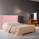 Ver imagem 2 de Cabeceira Casal Estofada para Cama Box Toronto Veludo Rosa Bebe
