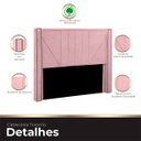 Ver imagem 5 de Cabeceira Casal Estofada para Cama Box Toronto Veludo Rosa Bebe