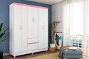 Ver imagem 6 de Guarda Roupa 6P Bremen Branco/Rosa/Branco