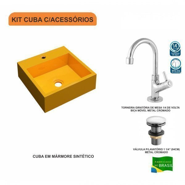 Kit Cuba Q395 com Torneira 1198 Metal e Válvula Click 1 1/2" Compace - 3