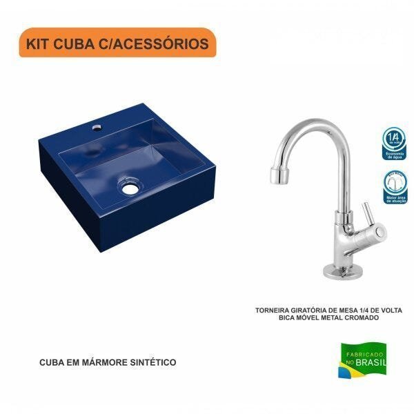 Kit Cuba Q395 com Torneira 1198 Metal 1/4 Volta Compace - 3