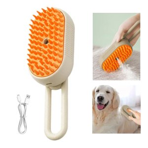 Escova a Vapor Eletrica Cao Gato Cachorro Pet Remove Pelo Bateria Recarregavel Animal de Estimaçao L