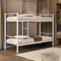 Beliche Tubolar em Aço Domus Reforçada para Pousadas, Alojamentos Branco - 1