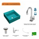 Ver imagem 3 de Kit Cuba Q395 com Torneira Luxo 1195 Metal e Válvula 1 Pol. e Sifão Pvc e Flexível Compace