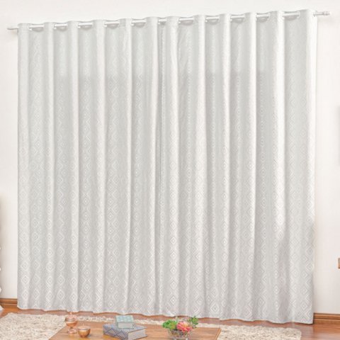 Cortina em Jacquard Degradê 4,00 X 2,70 para Varão - Branca