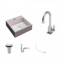 Ver imagem 2 de Kit Cuba Q395 com Torneira Luxo 1195 Metal e Válvula 1 Pol. e Sifão Pvc e Flexível Compace