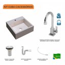 Ver imagem 3 de Kit Cuba Q395 com Torneira Luxo 1195 Metal e Válvula 1 Pol. e Sifão Pvc e Flexível Compace
