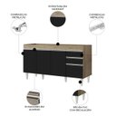 Ver imagem 3 de Balcão Gabinete com Tampo 150cm Marrocos Castanho/Preto - Lumil Lumil Móveis
