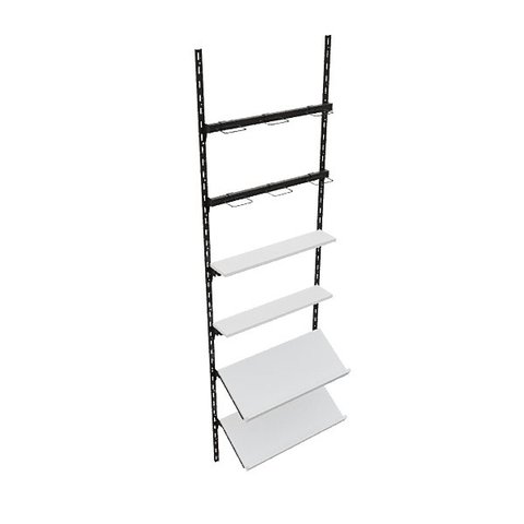 Kit Expositor de Calçados de Parede Cremalheira com Prateleira em MDF Comac Preto