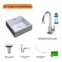 Ver imagem 3 de Kit Cuba Q395 com Torneira Luxo 1195 Metal e Válvula 1 Pol. e Sifão Pvc e Flexível Compace