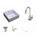 Ver imagem 2 de Kit Cuba Q395 com Torneira Luxo 1195 Metal e Válvula 1 Pol. e Sifão Pvc e Flexível Compace