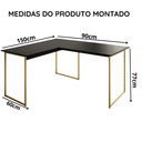 Ver imagem 5 de Mesa para Escritório em L 90x150 cm - Preto/Dourado 90x150