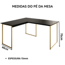Ver imagem 4 de Mesa para Escritório em L 90x150 cm - Preto/Dourado 90x150
