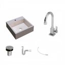 Ver imagem 2 de Kit Cuba Q395 com Torneira Luxo 1195 Metal e Válvula Click 1"B e Sifão Pvc e Flexível Compace