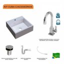 Ver imagem 3 de Kit Cuba Q395 com Torneira Luxo 1195 Metal e Válvula Click 1"b e Sifão Pvc e Flexível Compace