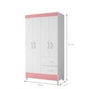 Ver imagem 3 de Guarda Roupa Mística 4 Portas Branco Rosa