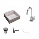 Ver imagem 2 de Kit Cuba Q395 com Torneira Luxo 1195 Metal e Válvula Click 1"b e Sifão Cromado e Flexível Compace