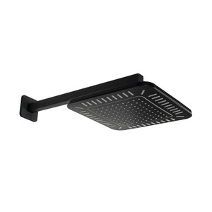 Ducha Abs Quadrada 21 Cm Preto Fosco C/ Cano de Parede