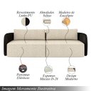 Ver imagem 3 de Sofá Living Sala de Estar Abel 240cm Bipartido Pés de Madeira Pu/linho Preto/off White G33 - Gran Be