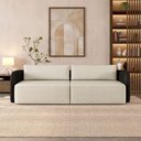 Ver imagem 1 de Sofá Living Sala de Estar Abel 240cm Bipartido Pés de Madeira Pu/linho Preto/off White G33 - Gran Be