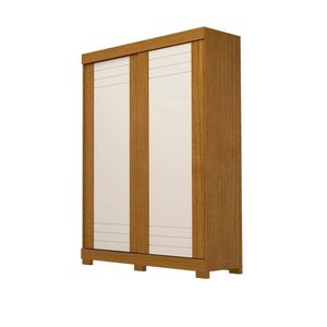 Guarda Roupa Solteiro 2 Portas de Correr 100% Mdf Ayla Acp Móveis Cinamomo/off White/off White