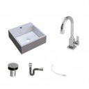 Ver imagem 2 de Kit Cuba Q395 com Torneira Luxo 1195 Metal e Válvula Click 1"b e Sifão Cromado e Flexível Compace