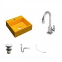 Ver imagem 2 de Kit Cuba Q395 com Torneira Luxo 1195 Metal e Válvula Click 1 Pol. e Sifão Pvc e Flexível Compace