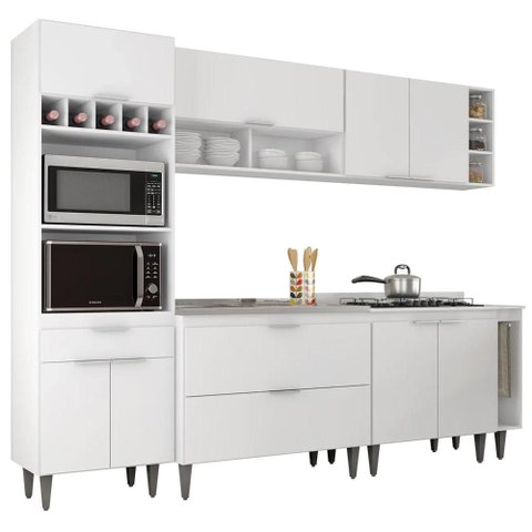 Armário de Cozinha CP07 com Pia 100cm Pérola Z34 Branco - Mpozenato