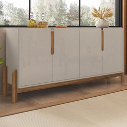 Balcão Buffet Lizz 4 Portas Off White/cedro 050518 - Casa D - 1