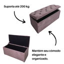 Ver imagem 3 de Bau Solteiro Capitonê Pé de Cama Decoração Guarda Objetivos Sapateira - Rosê