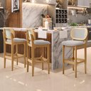 Ver imagem 6 de Banqueta Alta para Cozinha Bancada Sala Tela Betta Fixa L02 Bouclê Creme - Lyam