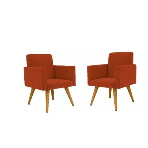 Kit com 2 Poltrona Decorativa Talita Cor Terra Cota