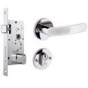 Ver imagem 7 de Fechadura para Porta Externa Perfil Redondo Aço Inox Polido Cromado + Dobradiças Aço Zincado 3.1/2"