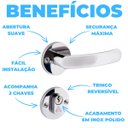 Ver imagem 5 de Fechadura para Porta Externa Perfil Redondo Aço Inox Polido Cromado + Dobradiças Aço Zincado 3.1/2"