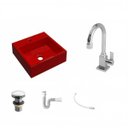 Ver imagem 2 de Kit Cuba Q395 com Torneira Luxo 1195 Metal e Válvula Click 1 Pol. e Sifão Pvc e Flexível Compace