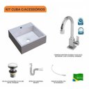 Ver imagem 3 de Kit Cuba Q395 com Torneira Luxo 1195 Metal e Válvula Click 1 Pol. e Sifão Pvc e Flexível Compace